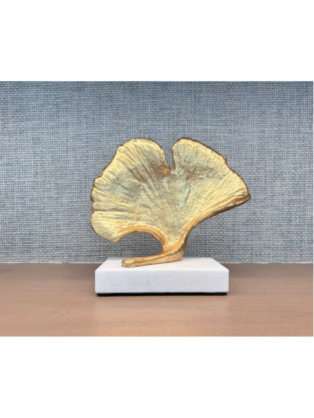 Global Views Gold Ginkgo Leaf Sculpture White Base Decor - Picture 2 of 2